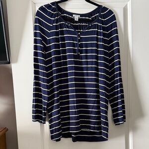 Navy Striped Women's Top